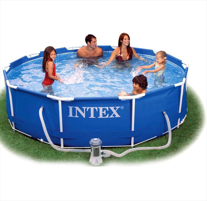 Intex-Metal-Frame-zwembad-305-x-76-cm-Met-12-Volt-filterpomp Intex Metal Frame zwembad 305 x 76 cm-Met 12-Volt filterpomp 1