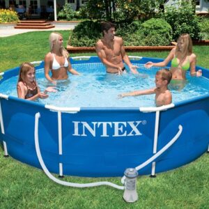 Intex Metal Frame zwembad 366 x 76 cm-Met 12-Volt filterpomp 1