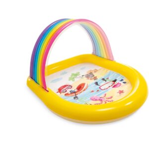 Regenboog zwembad met watersproeiers 1