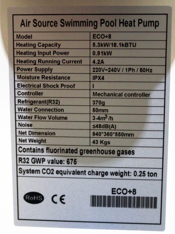 Zwembad Warmtepomp Comfortpool ECO+ 8 5